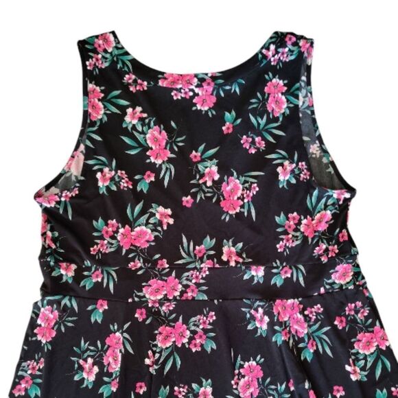 Torrid Black Pink Floral Jersey Knit Sleeveless Mini Skater Dress Plussize 3X - Picture 8 of 16